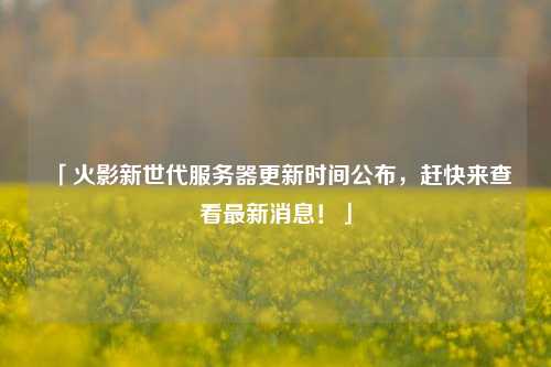 「火影新世代服務器更新時間公布，趕快來查看最新消息！」
